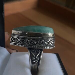 Elegant 925 Silver and natural blue stone Ring size 9